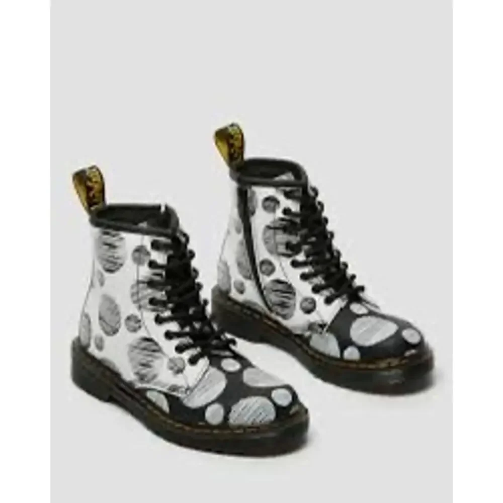 DR‎ MARTENS KIDS 1460 POLKA DOT BOOT - BLACK/WHITE size 11